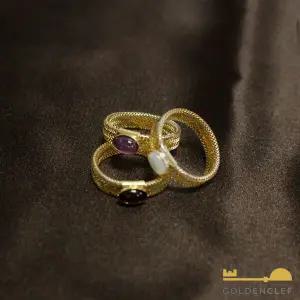 골든클레프 18K 천연석 메쉬 반지