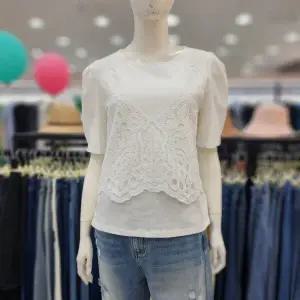 [조이너스]여성 브랜드 레이스 반팔 면 티셔츠JEU4WKS260_US