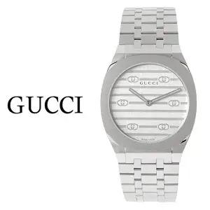 [구찌]구찌 25H 쿼츠 실버 다이얼 시계 YA163501