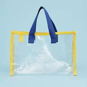 투명 비치백 옐로우블루 가방 세면 수영 물놀이-WFHN7E6