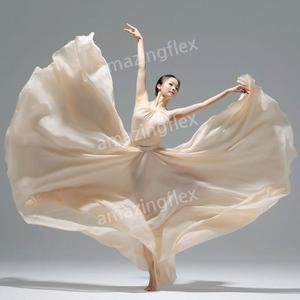 한국무용 단체 투톤 쉬폰 레이어드 풀치마 스커트 워십복 무용