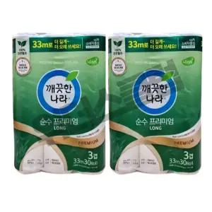 깨끗한나라 순수 프리미엄 33m 30롤 2팩
