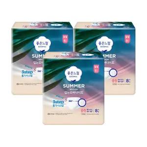 좋은느낌 썸머 입는 오버나이트, 중형, 8매, 3개
