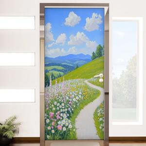 tj702-현관문시트지여름풍경일러스트