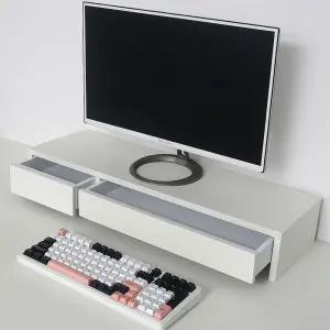 어반데코 모니터받침대 화이트800 2서랍형 듀얼모니터거치대