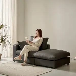 세인트블랑 컴피 구스 가죽 모듈 2인 한팔형 소파 스툴 소파 sk