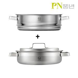 PN풍년 위더스 리네IH 24cm 전골냄비+24cm 찜기 / 인덕션 겸용 통3중 스테인레스