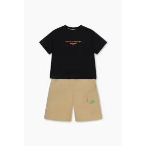 [갤러리아] 베네통키즈G  레터링 그래픽 티셔츠 세트 QASE02541 BK