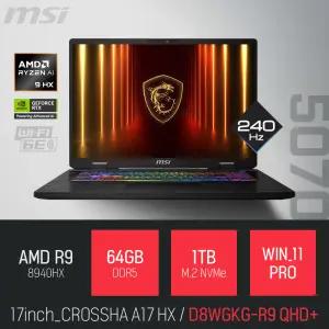 ⓒ MSI 크로스헤어 A17 HX D8WGKG-R9 QHD+ 64GB 1TB WIN11 / 17인치 고성능 게임 포토샵  AI 노트북