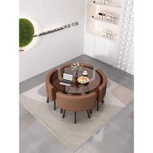 4인용 원형 라운지 로비 커피 의자세트 식탁 테이블 회의 제품