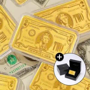 [미니부적 드려요] 골드팡 24k 행운의 2달러 골드바 0.2g + 프리미엄 가죽패키지