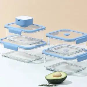 베큐씰 내열유리 진공 밀폐용기 대용량 4종 세트 1500+2300+1000+1500)+진공펌프