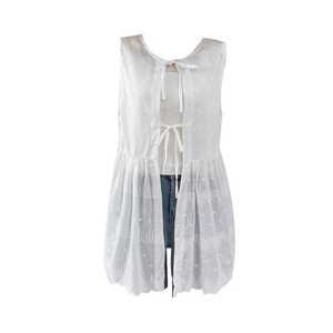 화이트 여성용 탑 레이스 베스트 롱 아우터 상의 가디건 제품 민소매 조끼