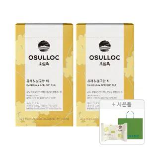 오설록 제주 유채&살구향티 티백 20입, 2개 + 증정(그린티웨하스 17g, 1개+러닝 쇼핑백(소), 1개)