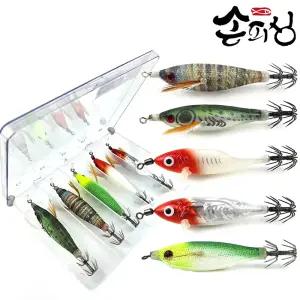 손피싱 미니 드롭퍼S 5종세트 에기케이스 니켈바늘 수평에기 갑오징어 쭈꾸미 문어 왕눈이