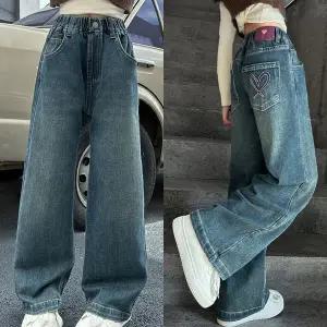 [삐삐네옷가게]초등학생 하트 와이드 데님 청바지