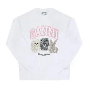 [가니] 애니멀 프린트 롱 슬리브 티셔츠 화이트 T4275 151 144592002