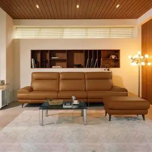 클로 4인 전체 통가죽 소파+스툴