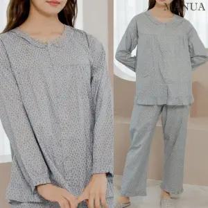 마누아 여성가을잠옷 순면 60수 면100 프릴잠옷 레이스 파자마 세트