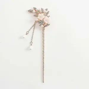 벚꽃 헤어 비녀 뒤꽂이 플라워 드롭 실버-WFHN0XG