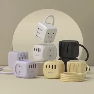 주파집 여행용 멀티탭 어댑터 AD500S 컴팩트 1.8M 퍼플