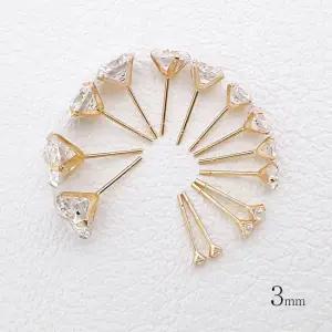 [코스타스웨그]14k 골드 데일리 화이트 큐빅 침귀걸이(3mm)