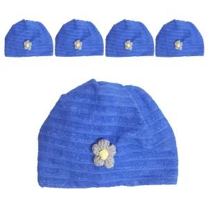 국산 꽃면 사우나모자 헤어캡 블루 x 5개 안감 이중망사 찜질방 한증막 목욕탕 샤워캡 머리 두건 면모자 샤워실 샤워장 세면