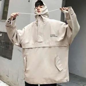 아노락바람막이 하프 반집업 후드 올드스쿨룩