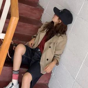 [메이블루]하이넥 트렌치 블루종