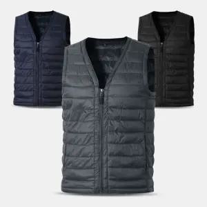 남성 믹스 다운 V넥 경량 집업 패딩 조끼 YPV03