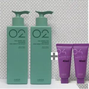 아모스 녹차실감 민감성 두피용 샴푸 500g x2개(1000g) +휴대용 컬링에센스 40ml x2개(80ml) 1set