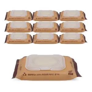 에코닉 브라운 40gsm 20매 캡형 레이온100% 생분해원단 아기물티슈