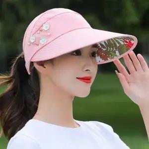 플라워 비즈 여성 썬캡 돌돌이 여름 선캡 벙거지 등산 버킷햇 피크닉 햇빛가리개 모자