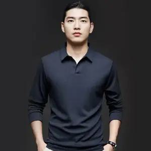 남자 긴 팔 티 데일리 라운지 카라 남자 오픈카라 티 티셔츠 가을