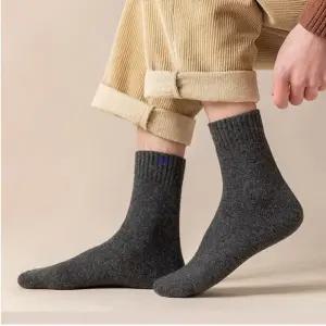 남자 겨울양말 5켤레 세트 양모 보온 중목양말 편안한 착용감 데일리 정장 캐주얼