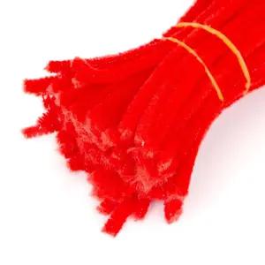 (빨간색 30cm 100개입) 미술 공예 재료 모루/만들기/인형/철사/꽃만들기/털모루/세트/혼합/털실/DIY/실모루