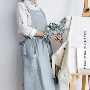 북유럽풍 원피스 앞치마 유치원 공방 카페 앞치마/예쁜/린넨/어린이집/교사/주름/주방/공주/목공용