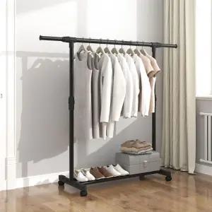 길이조절 리빙밸류 튼튼한 이동식 행거 옷걸이 수납 철제 스탠드 선반 트롤리