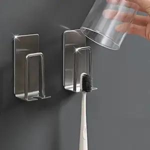 스텐리스 무타공 칫솔걸이 꽂이 양치컵 거치대 홀더 칫솔걸이