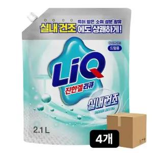 애경 리큐 진한겔 하이브리드 실내건조 드럼용 세탁세제 2.1L 파우치 4개