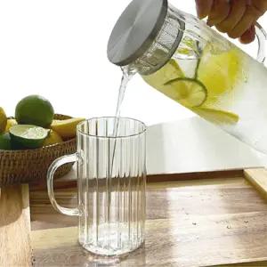 세척편한 스테인리스 차망 내열유리 물병 냉장고 물통 보틀 가정용 1L 1.4L