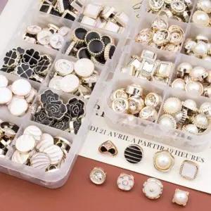 의류 845CKO89 부자재 블라우스 가디건 진주 단추 보석 눈알 미니 수선 장식 진주알 꽃잎 100종