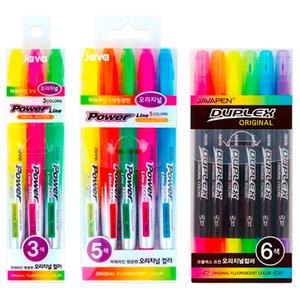 자바펜 형광펜 세트 3색 5색 6색 파워라인 오리지널 듀플렉스
