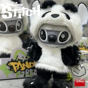 2025 신상 미니소 디즈니 비닐 토이 스티치 판다 버전 중국 지역 한정판 애니메이션 피규어 움직이는 데스