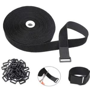강력찍찍이 룰라맨 탈부착 버클스트랩 블랙 고정끈 0cm 잘라쓰는 2.0cm 5m+20개 A
