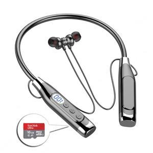 무선 헤드폰 넥 밴드 블루투스 이어폰 (마이크 포함) 긴 배터리 Auriclees TF 카드 용 고품질 헤드셋 스포