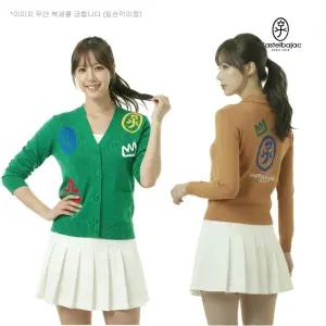 까스텔바작 골프 여성 브이넥 간절기 아트웍 브이넥 단추 니트 가디건 BGDFSJ