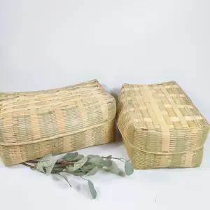 담양산 대나무 사각 석작바구니 제사음식 담는 바구니 생선 전 튀김 과일바구니 대 소