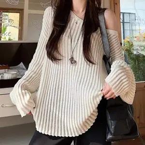 보트넥 CH29LD09 루즈핏 시스루 펀칭니트 박스티셔츠 NF-73