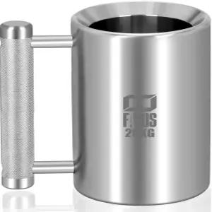 헤비 머그 44LB/20KG 24온스 스테인리스 스틸 피트니스 스포츠 워터 컵 실버 오버웨이트 덤벨 커피 머그컵